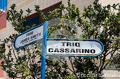 Street name signs - Malta Editorial Stock Photo